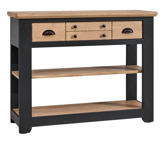 Console Romance en chêne massif avec tiroir, certifiée Origine France Garantie, collection Meubles Chalvignac à Valognes.