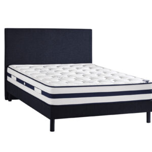 Matelas Boréal Équilibre à ressorts ensachés avec platebande déco grise, présenté par les Meubles Chalvignac à Valognes.